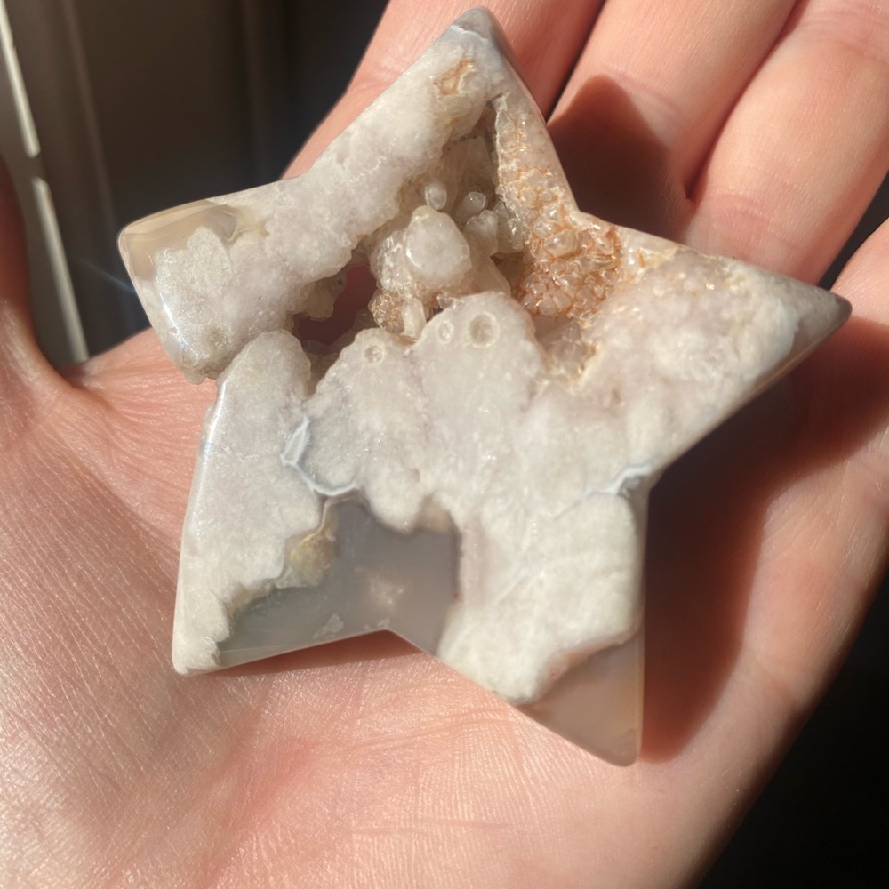 Flower Agate Star with Druzy - Picture 2 of 9